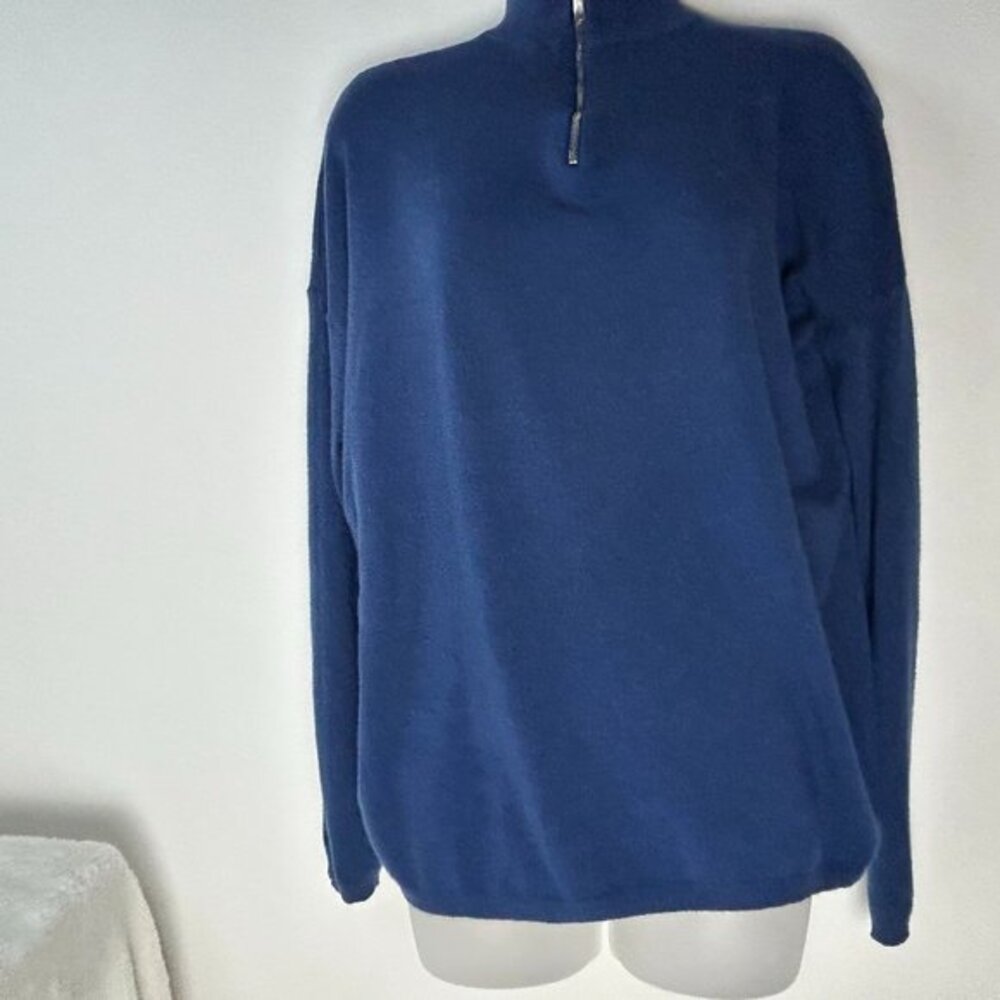 Cyrus Dark Blue Turtleneck Sweater w/Zipper Large